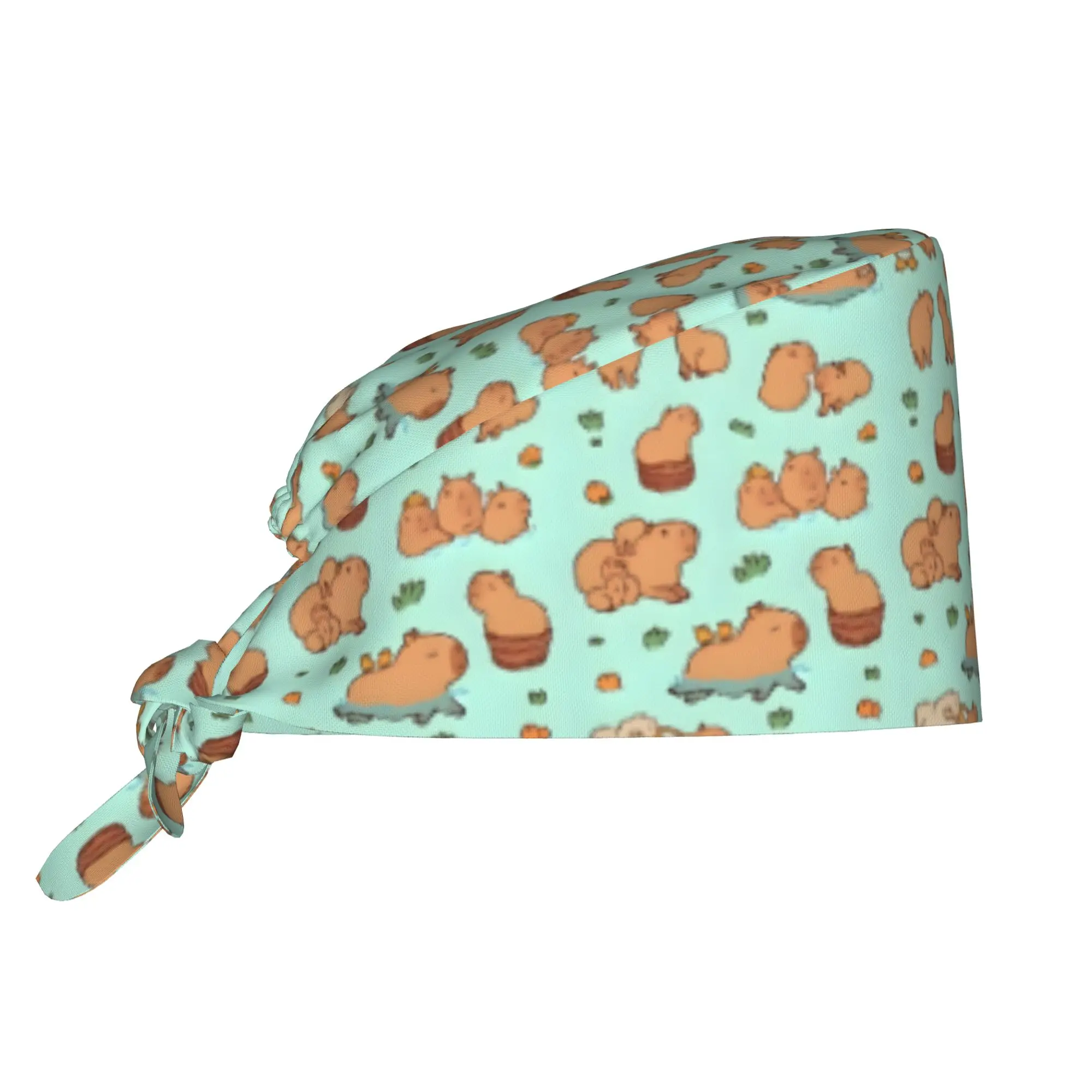 Capybara Breathable Scrub Hat Surgical Scrub Caps Unisex Nursing Hair Hats Funny Colourful Creative Work Scrubs Hat for Medical