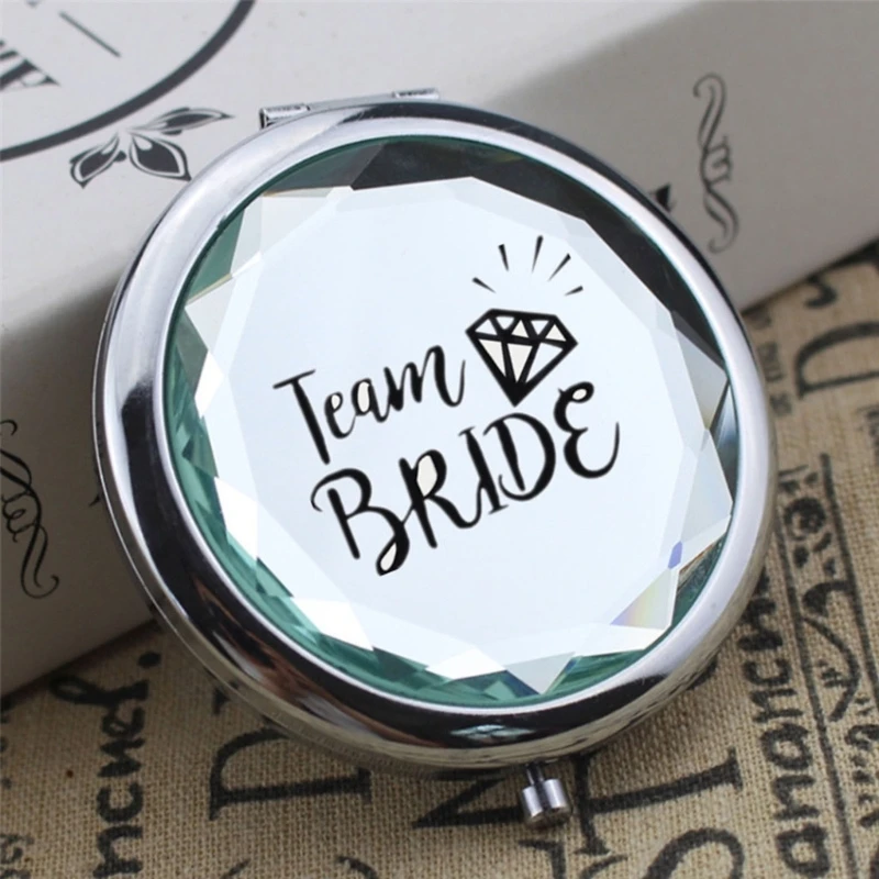 Bolsa de maquillaje para despedida de soltera, espejo cosmético, decoración de renovación de compromiso de boda