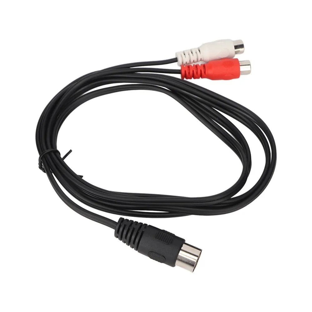 4.9ft DIN 7PIN Male to 2RCA Female Cable Male to Female Plug and Play Sound Adapter Cable Pure Copper Audio Cable
