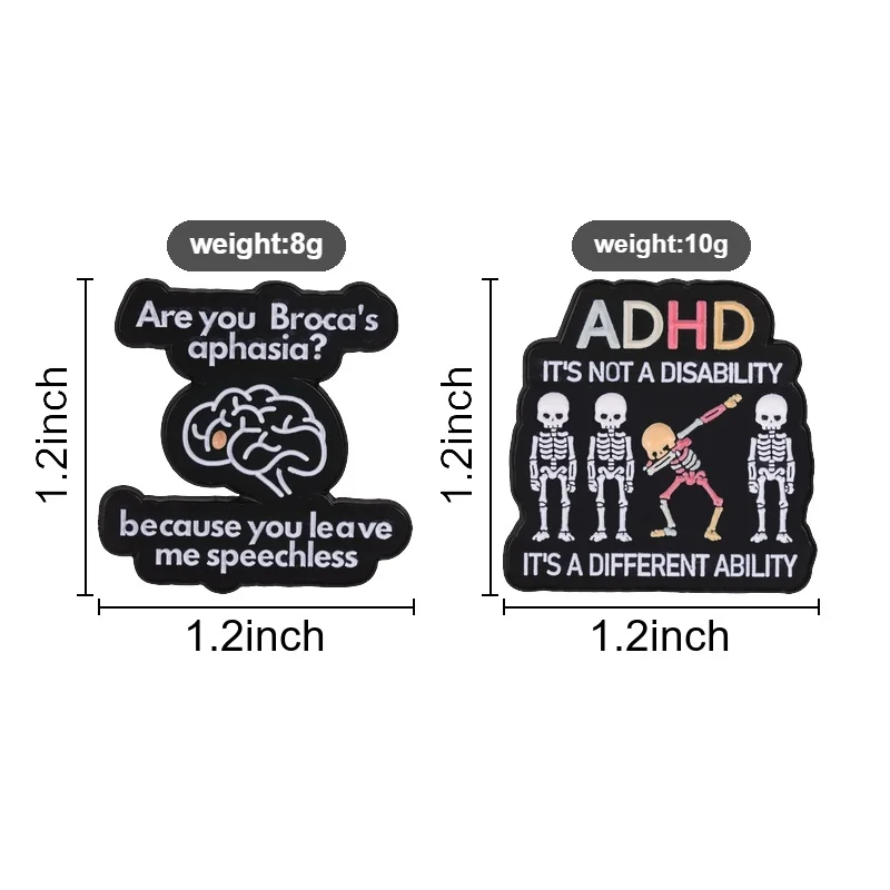 ADHD Skull Medical Humor Enamel Pin, Neurodivergent Awareness Brooch With Black Design For Med Students And Medical Gift