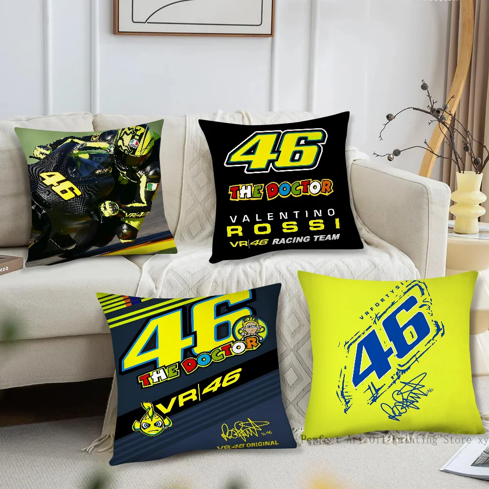 Motorcycle Pillow Case Fashion Square Pillowcase Bedroom Sofa Room Ins Decoration Leisure V-Valentino R-Rossi 46 Cushion Cover