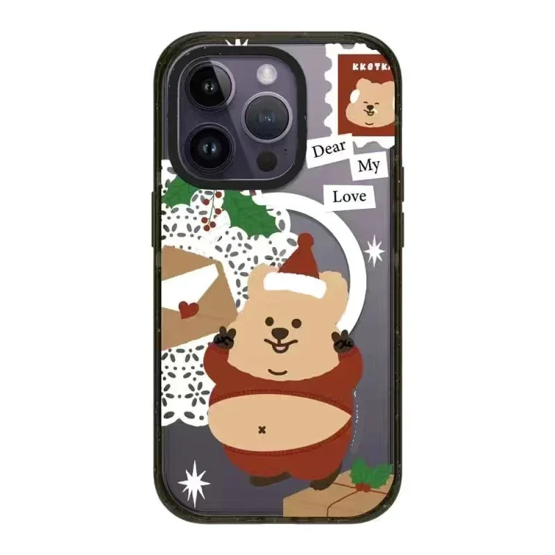 

MagSafe Acrylic Christmas Cartoon Bear Phone Case Cover for iPhone 11 12 13 14 15 Pro Max Case for iPhone 15 ProMax