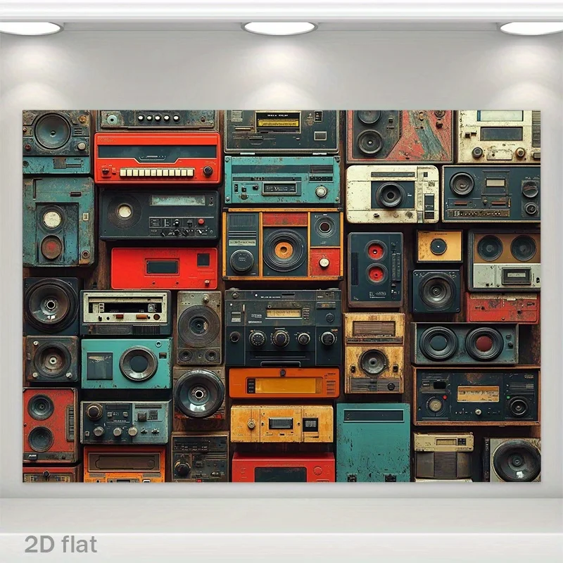Vintage Radio Collage Wall Tapestry Retro Audio Equipment Decor Bohemian Living Room Art Print Hanging Blanket for Bedroom Dorm