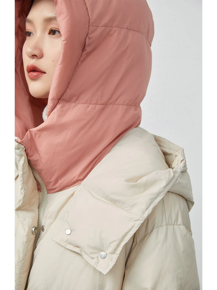 ZIQIAO 199.5-231G Filling Capacity Korean Style Hooded Duck Down Jacket Women Winter Mid-length High-quality Warm Jacket Female