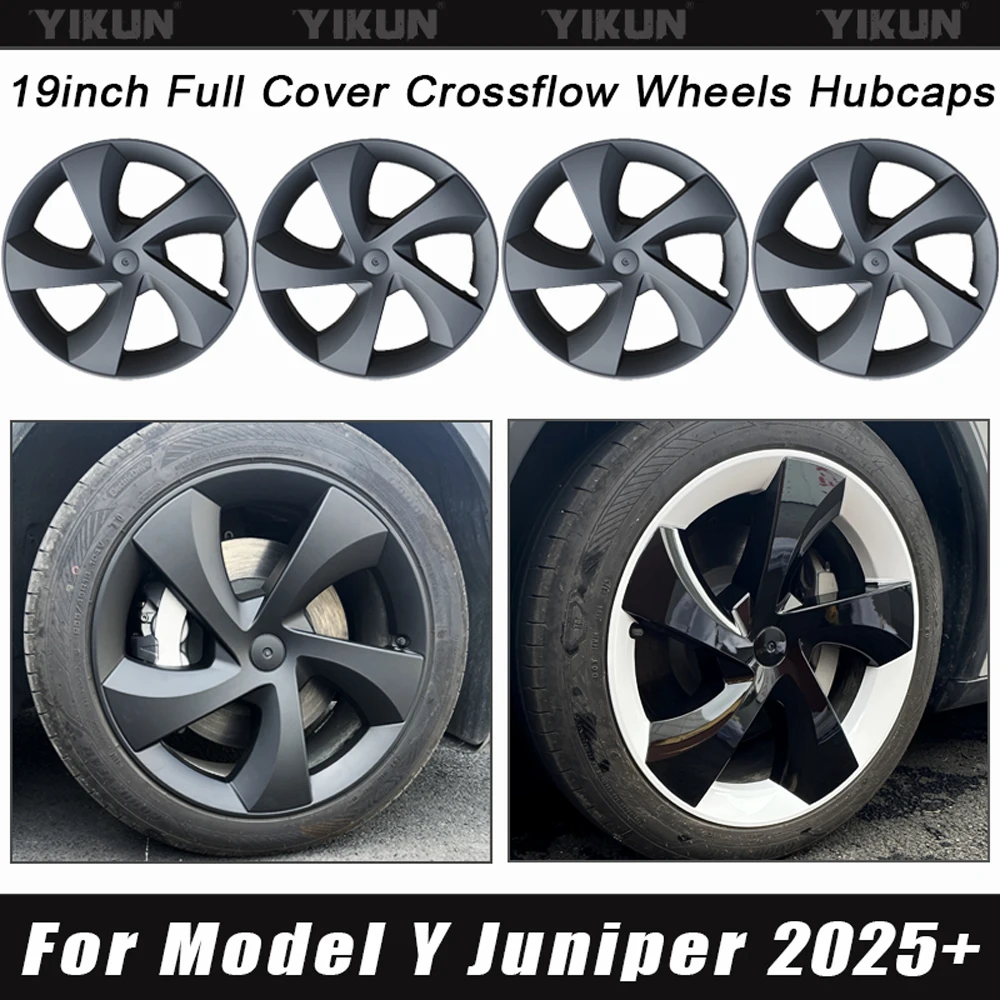 

4PCS Wheel Covers for Tesla Model Y 19 Inch Juniper 2025 Replacement Crossflow Wheel HubCaps Full Rim Car Accessories Automobile