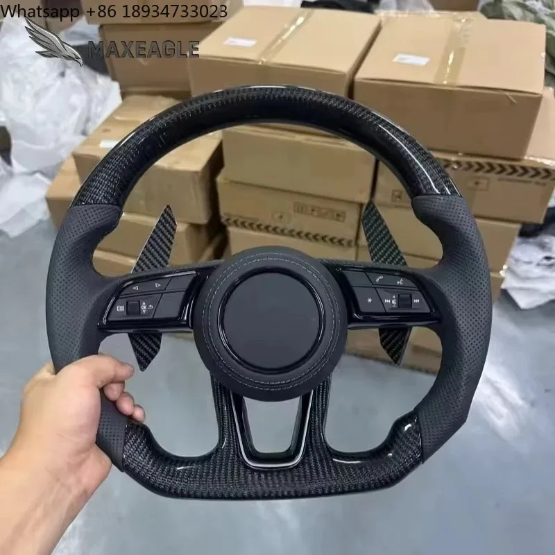 

Sporty Carbon Fiber Steering Wheel Replacement for Audi A1 A3-A8 Q3 Q5-Q8 R8 TT RS3 RS4 B8 B9 8V C7 Models