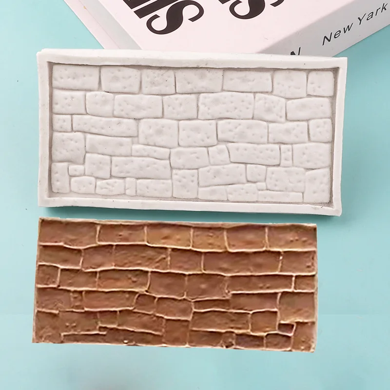 Wall Bricks Silicone Molds Tree Grain Stone Texture Vintage Baroque Embossed Polymer Clay Mould Plaster Birthday Cake Deco Tools