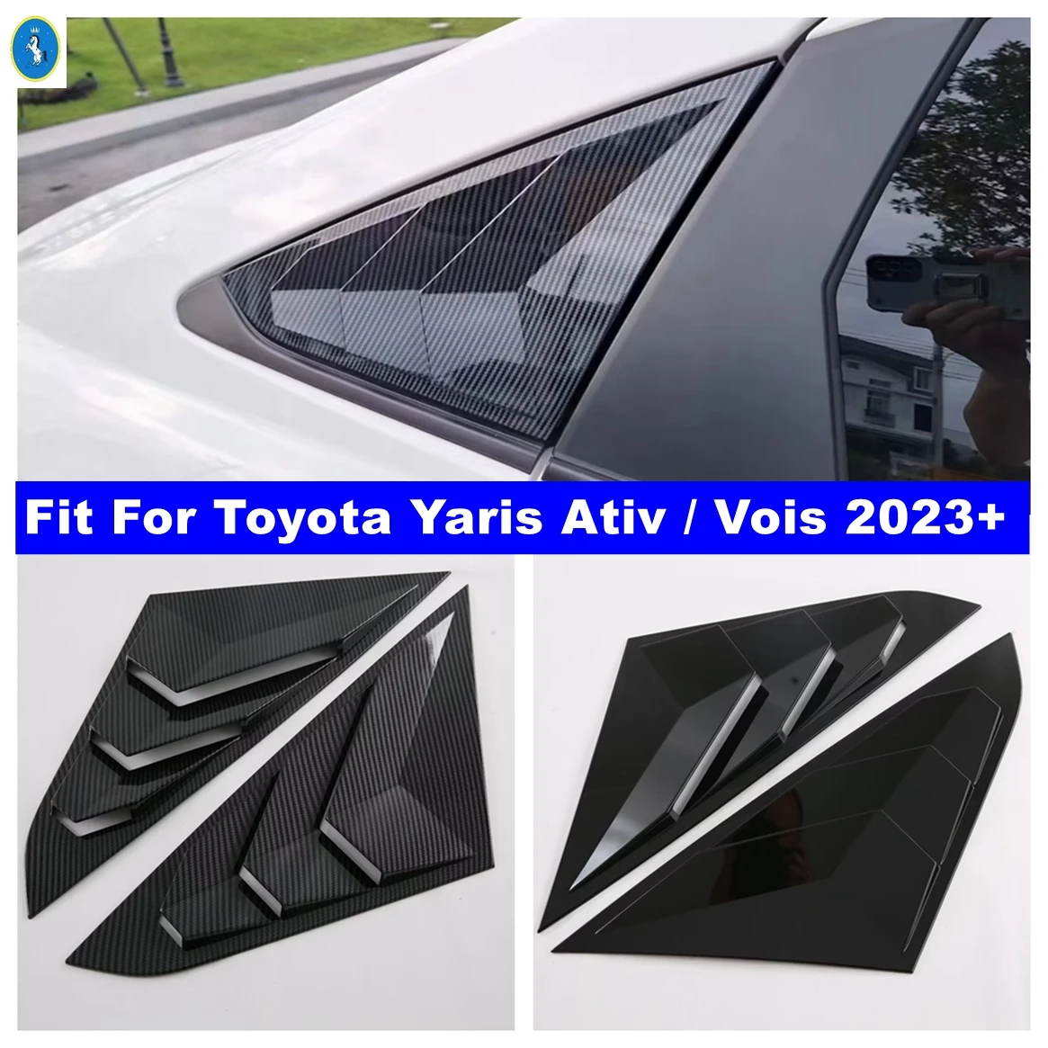 

ABS Car Rear Window Blinds Side Tuyere Louvers Vent Rear Window Louvers Frame Accessories For Toyota Yaris Ativ / Vois 2023 2024