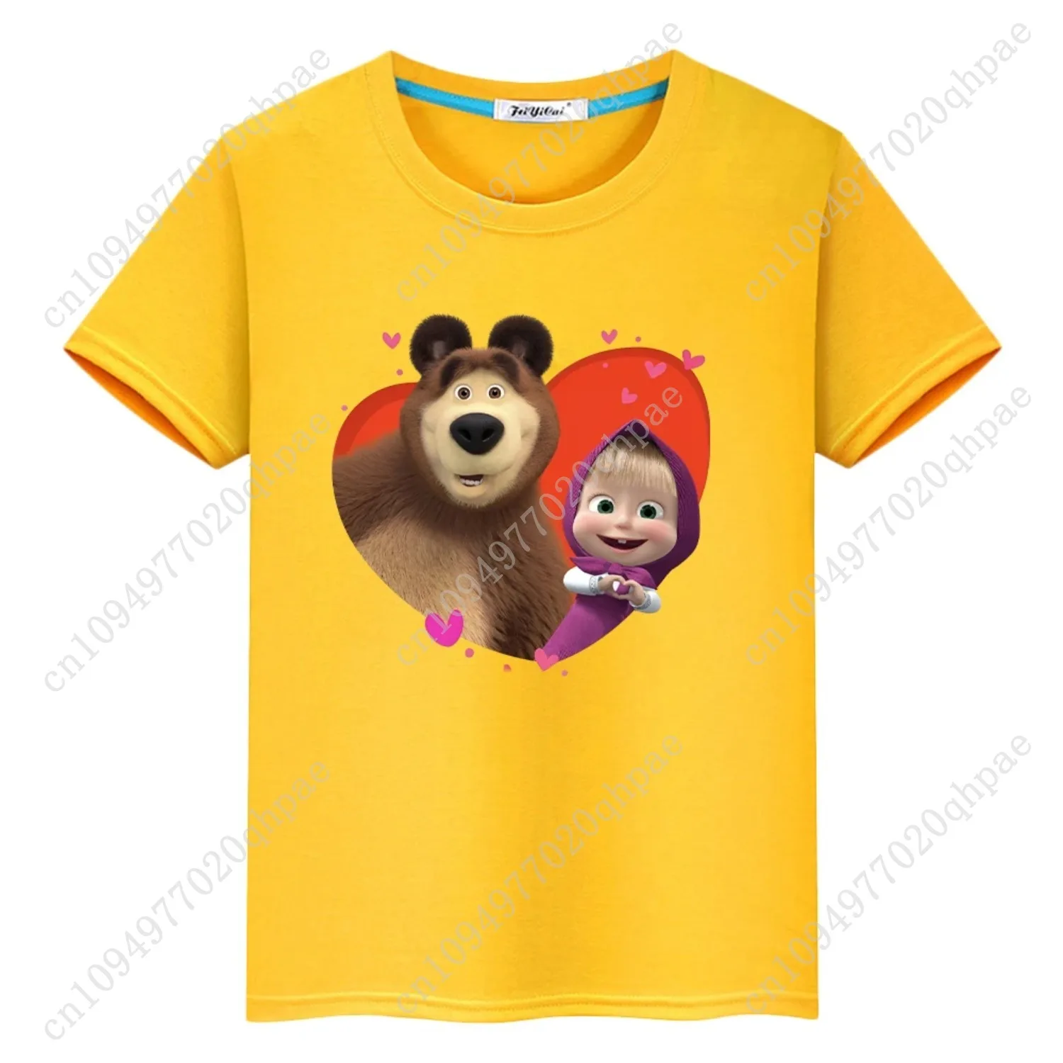 أنيمي الدب طباعة تي شيرت للأطفال الصبي 10 سنوات قميص جذاب Kawaii بلايز y2k قطعة واحدة 100% القطن الرسوم القصيرة الفتيات الملابس #4