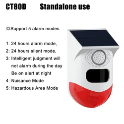 Outdoor Solar PIR Infrared Alarm Wireless System Siren Waterproof Burglar Security Strobe Siren Prevent Pets From Disturbing