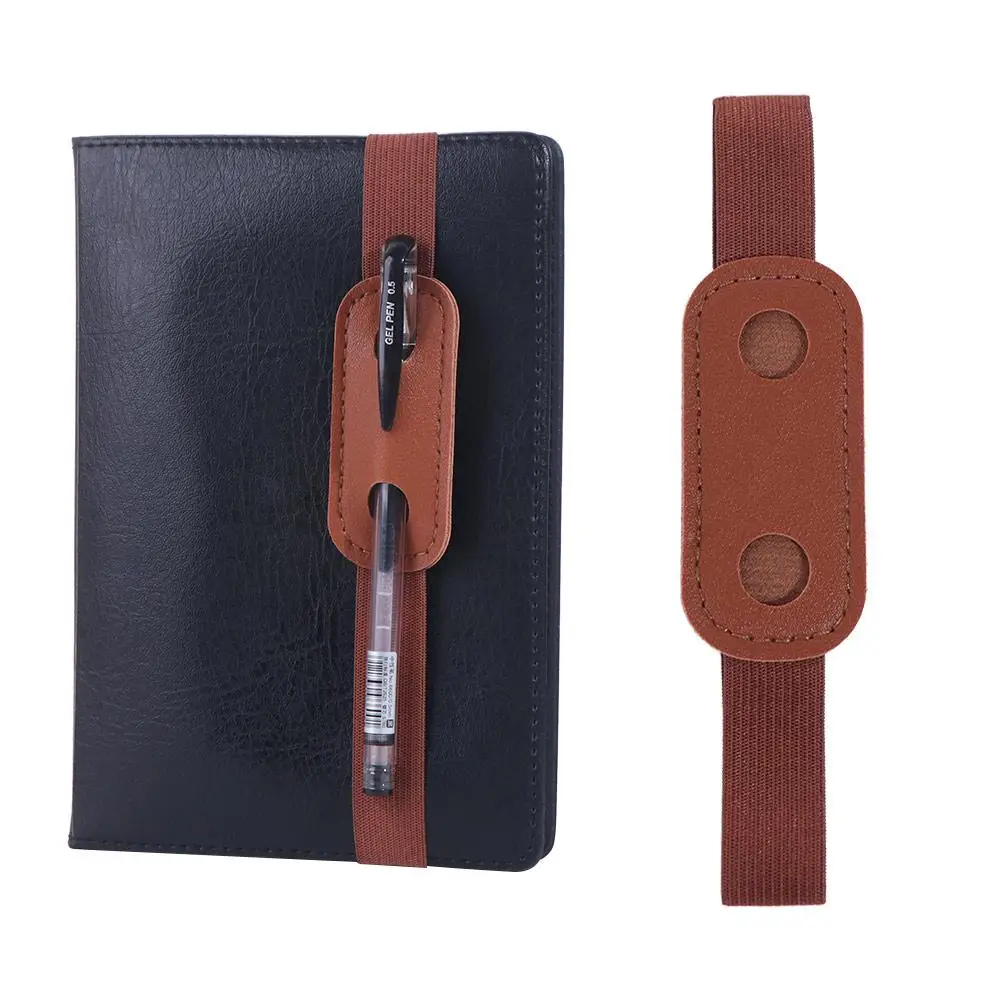 6Pcs Adjustable Straps Elastic Band Pen Holder Colorful Detachable Pen Sleeve Pouch PU Leather Portable Pen Clip for Notebook