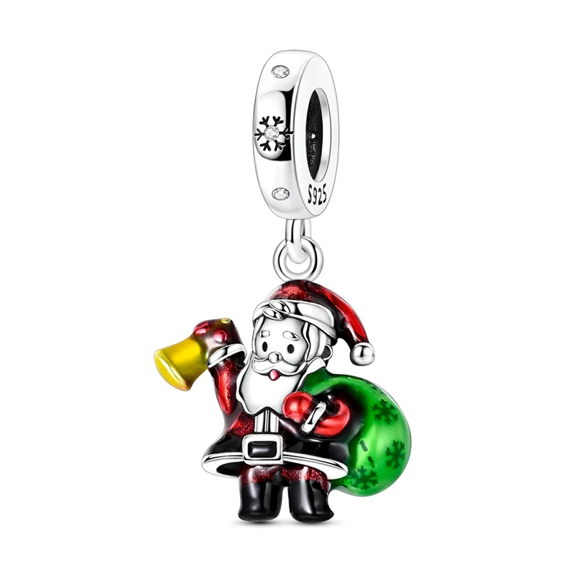 Santa Claus Pendant 925 Silver Charms Beads Fits Original Charms Silver 3mm Bracelet Necklace DIY Fine Jewelry For Womens Gifts