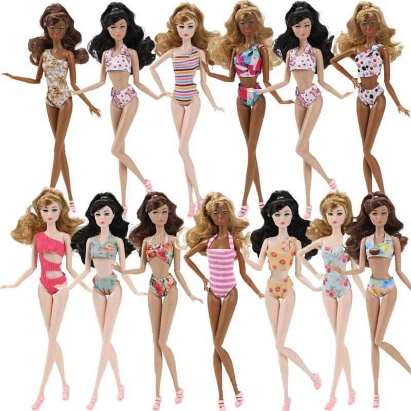 ตุ๊กตาซูเปอร์โมเดลขนาด 32 ซม. พร้อมชุดว่ายน้ำแฟชั่น ตุ๊กตาข้อต่อ BJD ขนาด 1/6 ขยับได้ ผิวขาวดำ แต่งหน้าสวย ของเล่นแต่งตัว DIY