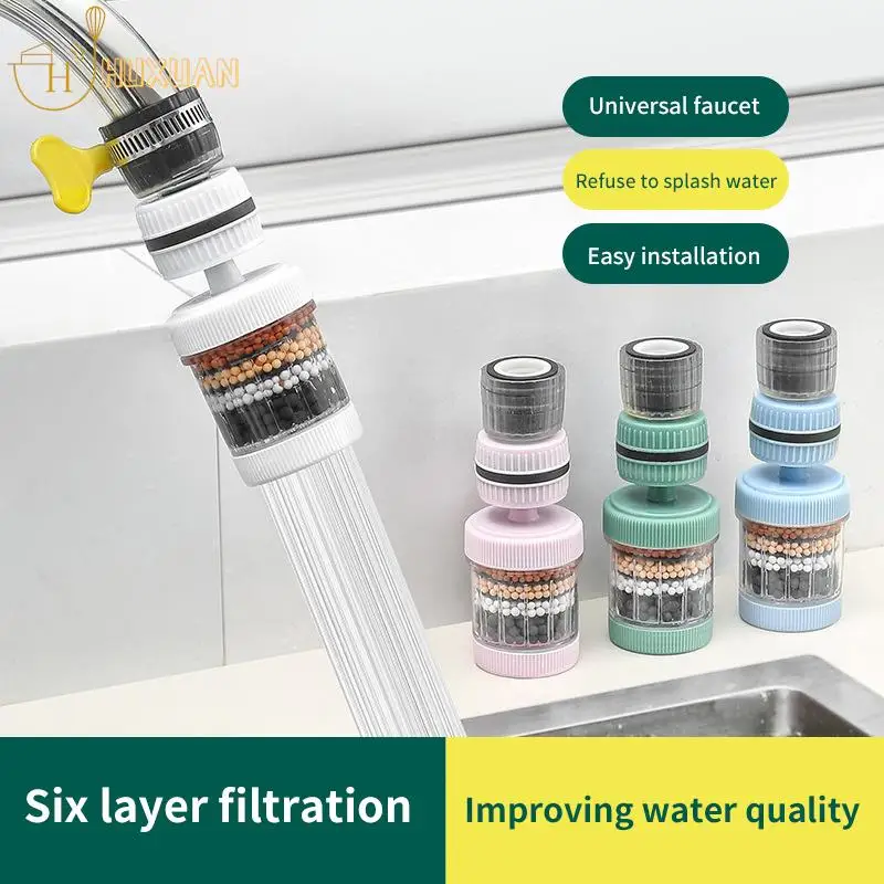 

New 6-layers Water Filter Tap Purifier 360° Rotation Universal Faucet Aerator Splash Nozzle Mixer Bubbler For Kitchen Bathroom