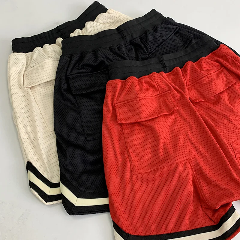 HKSH Summer New Men\'s Tide Streetwear Shorts Patchwork Mesh Sports Chic High Street Capris Basketball Knee Length Pants HK1994