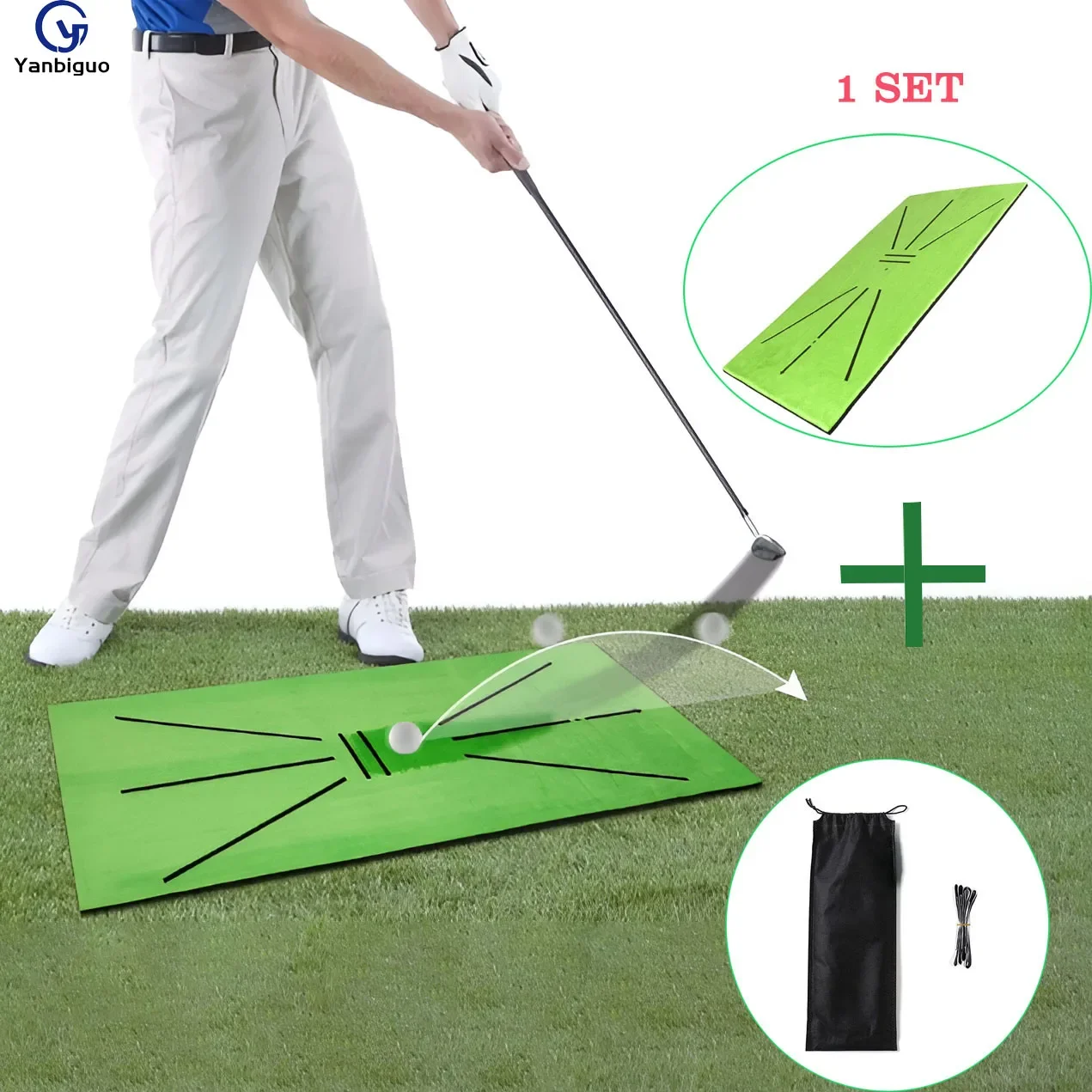 30X60CM Golf Training Mat Swing Golf Turf Practice Mat,Detection Batting Ball Trace Directional Golf Swing Practice Mat