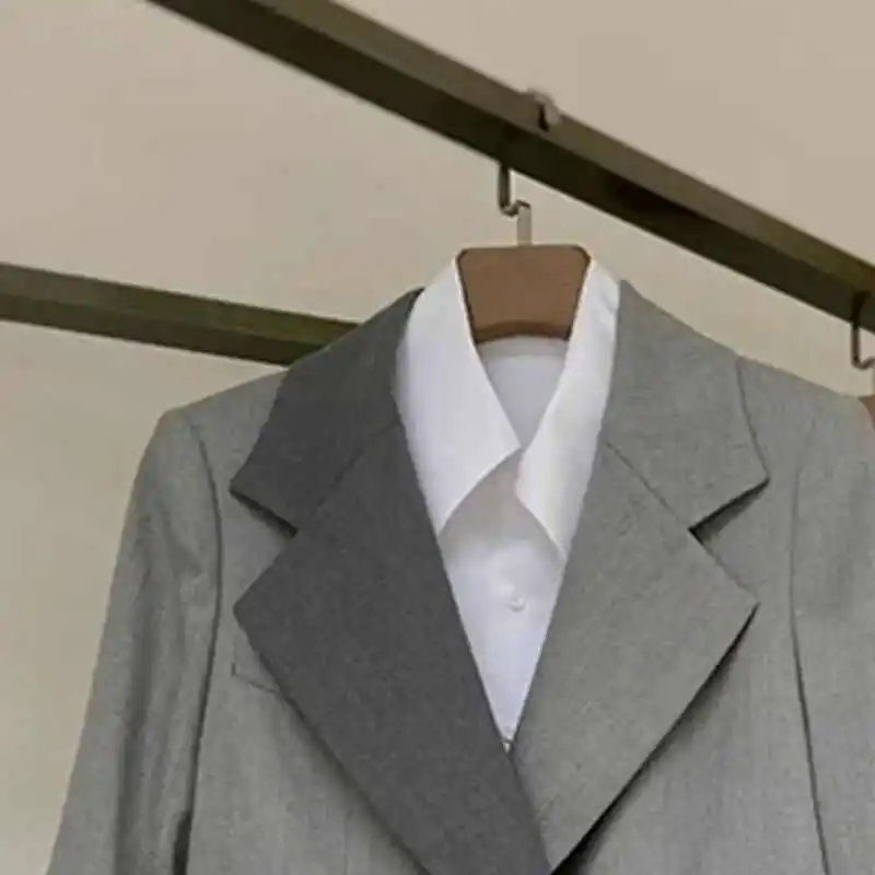 

Новый весенний женский деловой повседневный костюм в гонконгском стиле с рукавом три четверти, воротником на молнии, из полиэстера