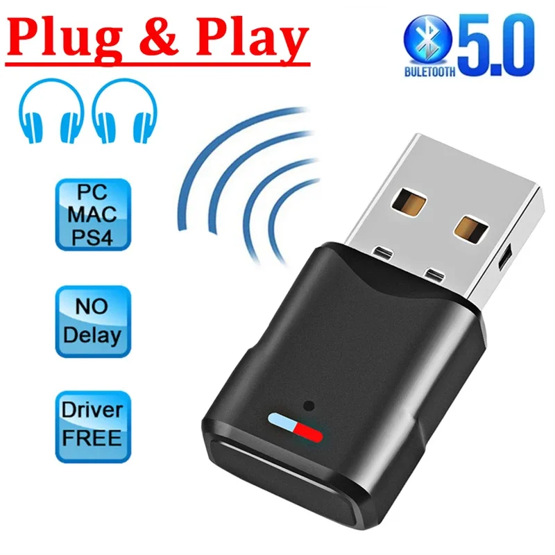 

USB Bluetooth 5.0 Audio Transmitter No Delay Wireless Adapter For Macbook PC Notebook PS4 Pro Nintendo Switch Pairing 2 Headsets