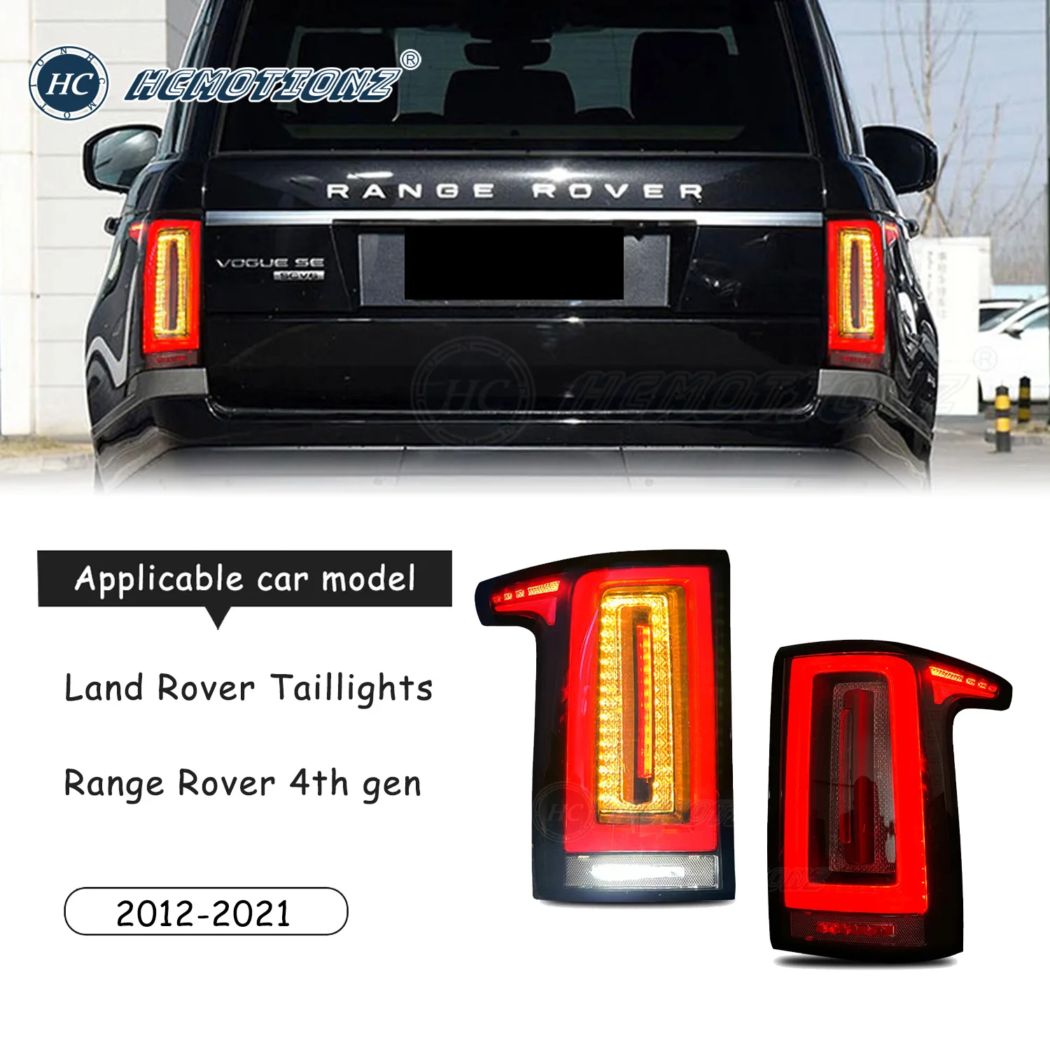 HCMOTIONZ LED Tail Lights For Range Rover 2012-2021 4th Start UP Animation DRL Car Back Rear Lamps Assembly Accessories