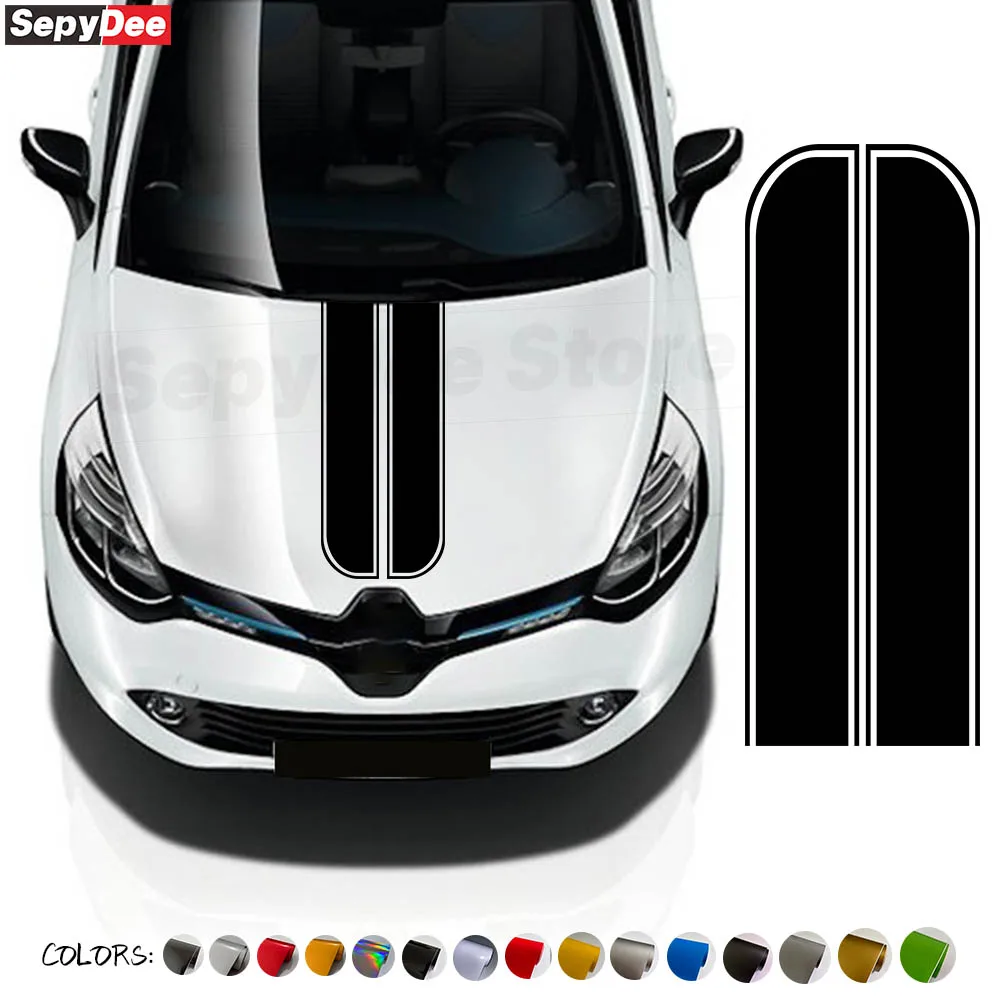 

2Pcs Car Hood Bonnet Stickers Racing Stripes Engine Cover Auto Body Decor Vinyl Decals Car Accessories