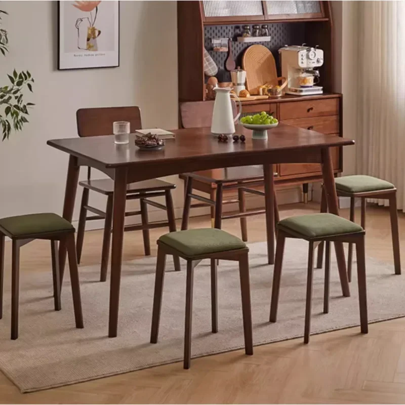 Solid Wood Home Kitchen Stools Square Dining Chairs High Elasticity Sponge Dressing Seat Stable Load-bearing Modern Furniture