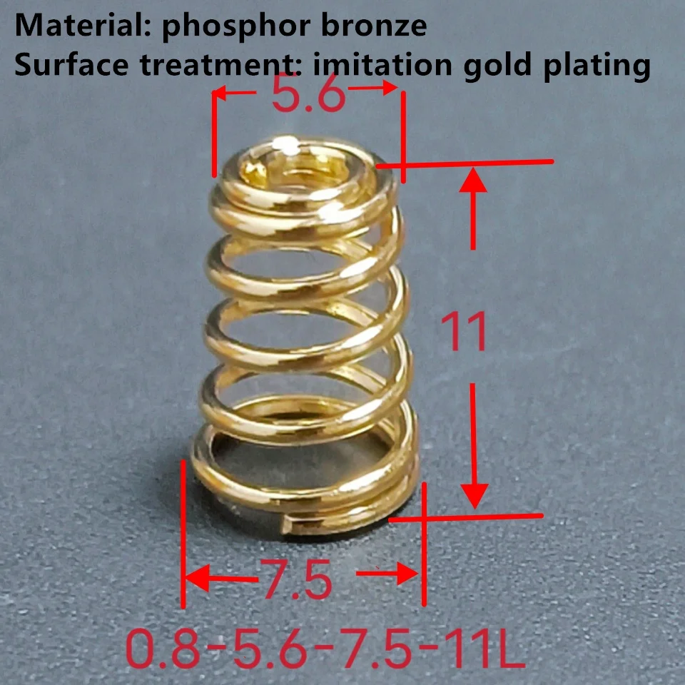 10PCS Phosphorus bronze or MUSIC Wire Steel material plated imitation gold conical flashlight  spring 18650 battery spring