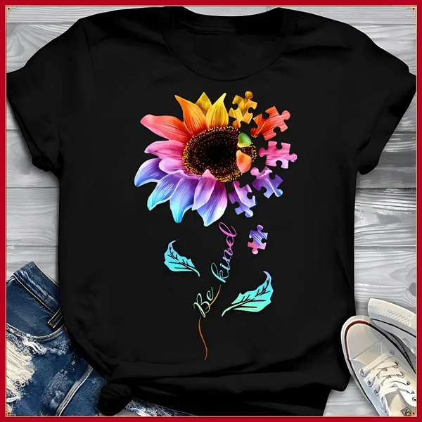 Women's Sunflower Casual Weekend Floral Theme Picture T Shirt Short Sleeve Print Round Neck Basic Tops