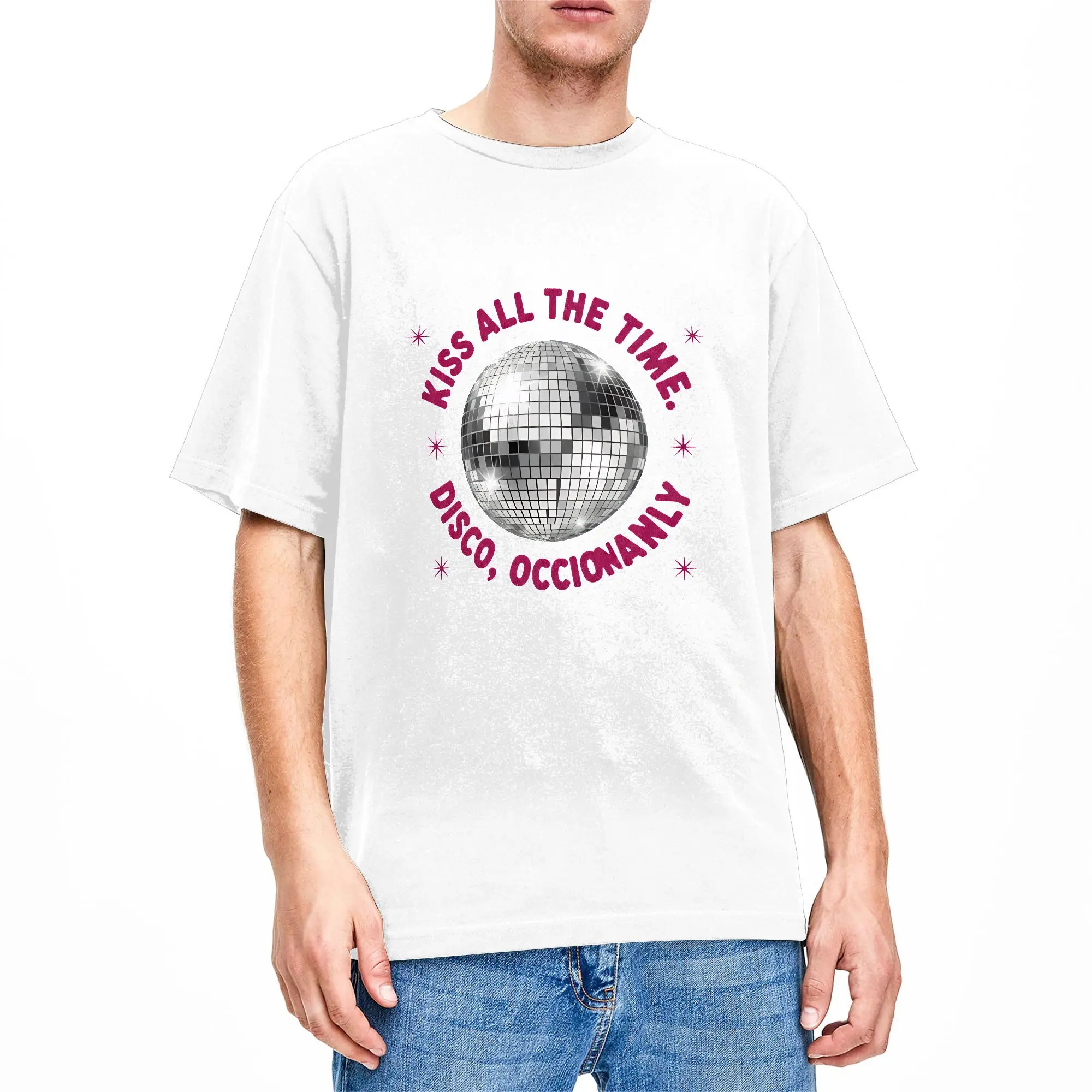 Men T-Shirt Harrys Styles Kiss All The Time Disco Occasionally Leisure Cotton Tees Short Sleeve T Shirts Round Collar Clothing