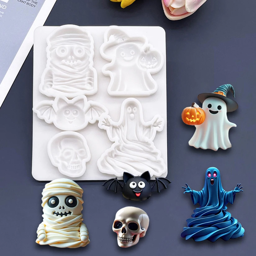 

Ghost Skull Bat Jack-O'-Lantern Halloween Silicone Sugarcraft Chocolate Cupcake Baking Mold Fondant Cake Decorating Tools