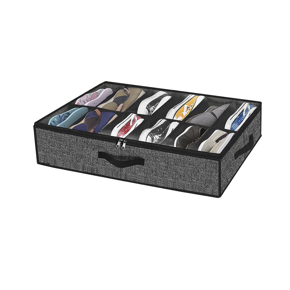 

Underbed Shoe Storage Bag Wardrobe Storage With Transparent Window And Sturdy Handle Foldable Bedroom Closet Storage Box