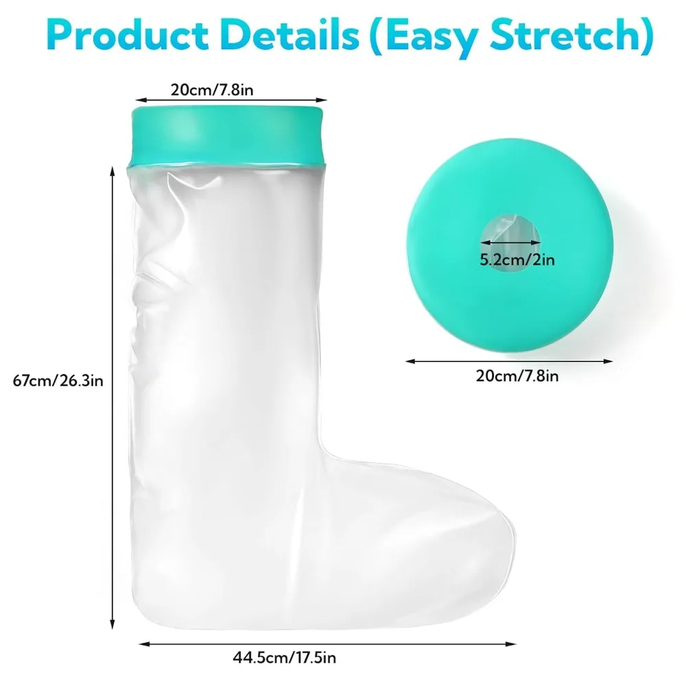 Waterproof Leg Cast Shower Cover Reusable Watertight Wound Protector Sleeve for Calf Ankle Injury