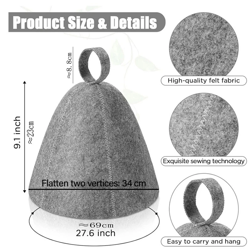 Felt Sauna Hat Heat Resistant Dry Sauna Cap Wool Felt Shower Cap for Man Bathroom Accessories Home Sauna XYM005