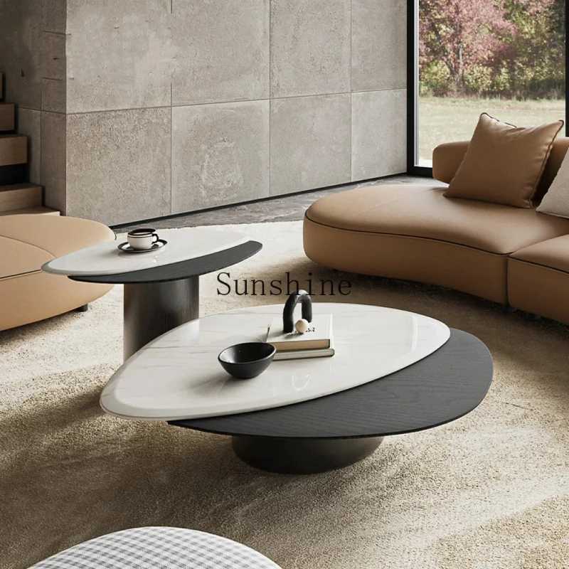 

Italian minimalist natural marble special-shaped coffee table combination living room sofa special-shaped creative tea table