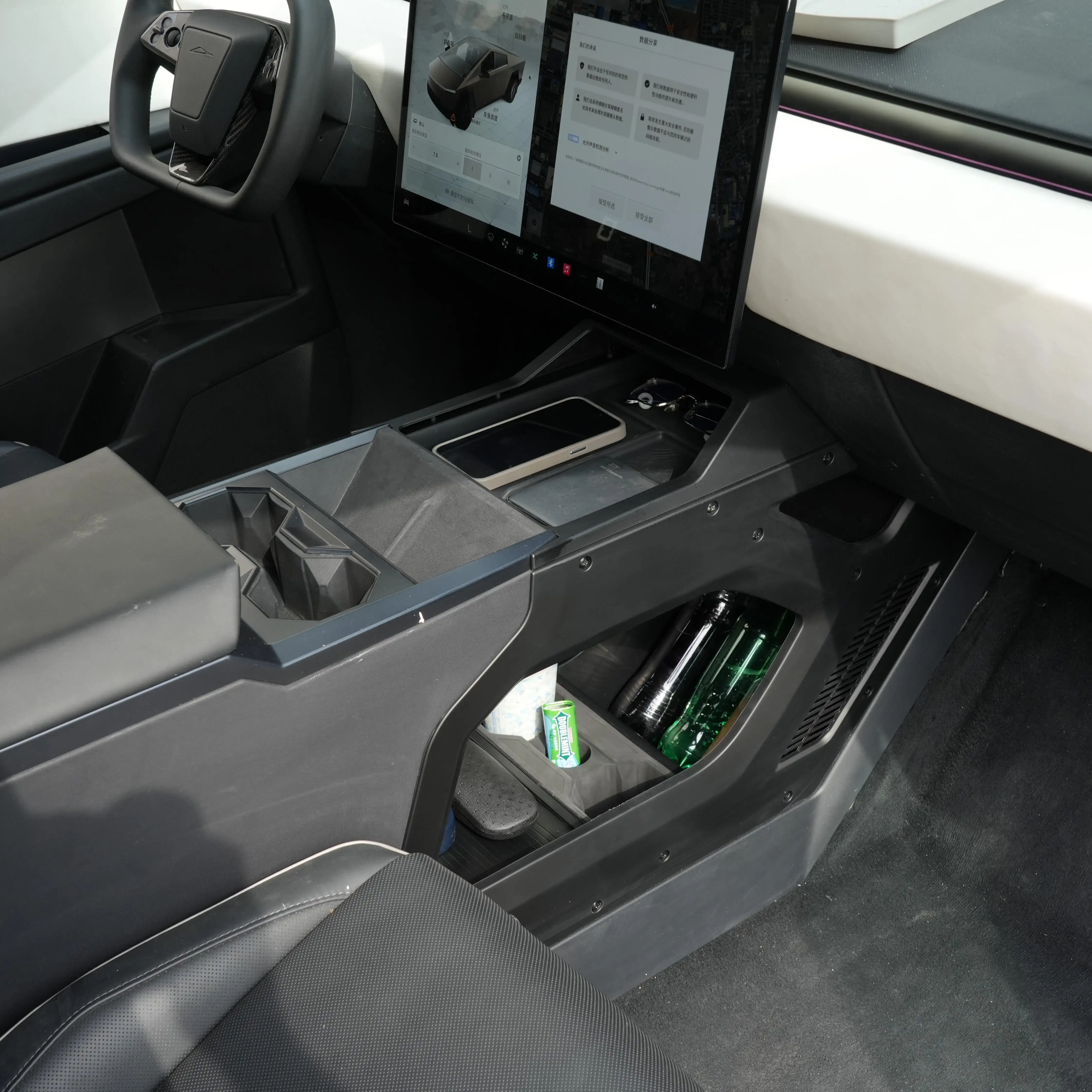 

for Tesla Cybertruck 2024+ Lower Center Console Storage Box Premium Eco-Friendly ABS Aisle Organizer Tray Expansion Kit
