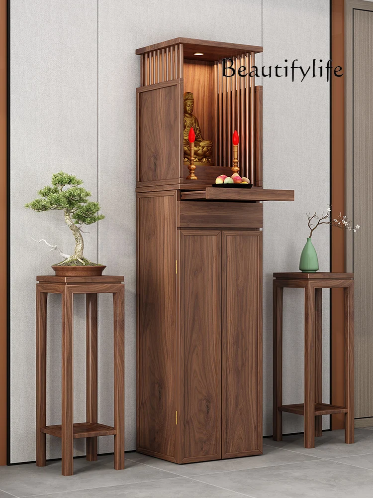 North American new Chinese solid wood Buddhist niche vertical cabinet modern simple Buddhist cabinet