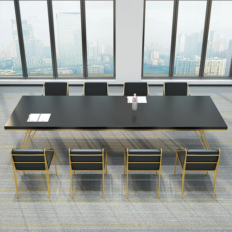 Simple wrought iron desk, negotiation table, multi-person office computer desk