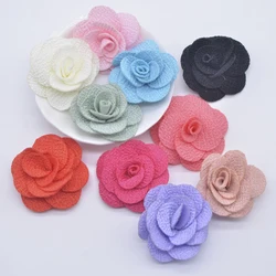 10Pcs 40mm Mesh Rose Flower Applique for DIY Clothes Hat Shoes Crafts Sewing Patches Headwear Hair Clips Decor Accessories