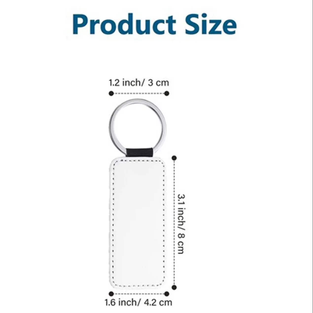 GEKTIMER 50Pcs Leather Keychain Blank Rectangle MDF Keychain Sublimation Heat Transfer Keychain Kit Jewelry Making