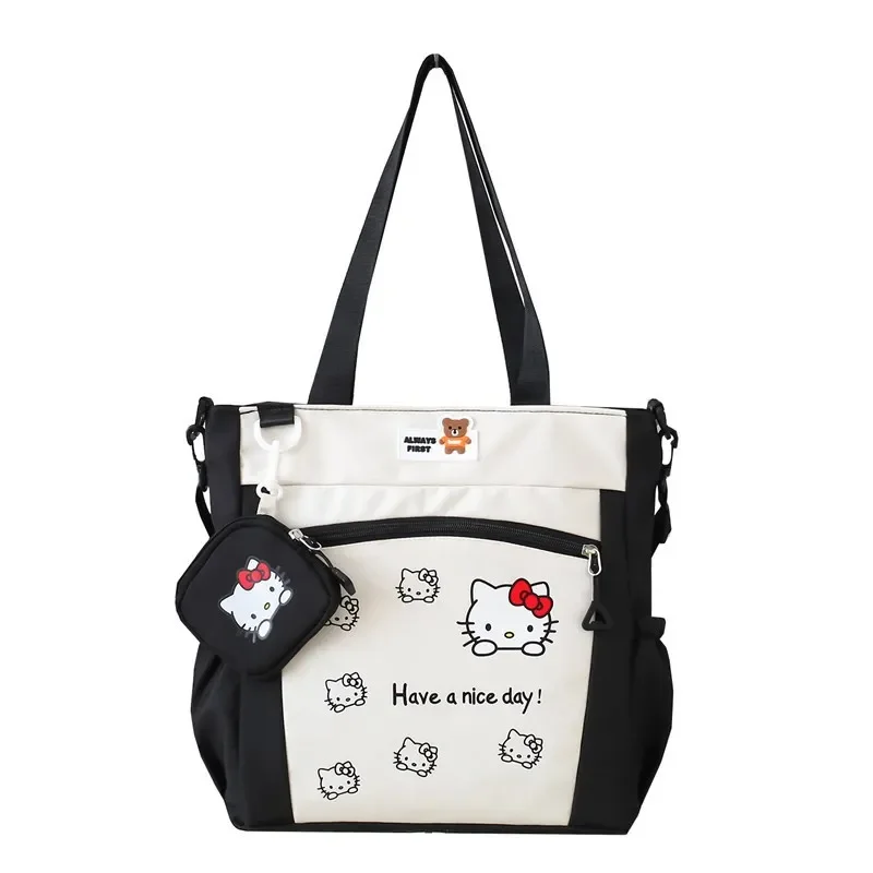 مرحبا كيتي حقيبة كروسبودي الكرتون فتاة سعة كبيرة طالب Kawaii حضور فئة حقيبة تعليمية كل مباراة حقيبة يد ألوان متباينة
