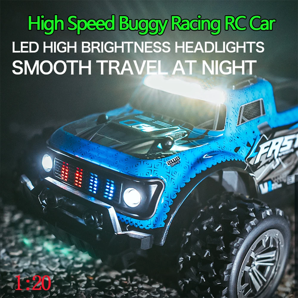 NEW 1:20 Full Scale 2.4G Remote Control Racing High Speed Buggy with LED Lights for Boys Various Terrain Racing Toys RC Car Gift