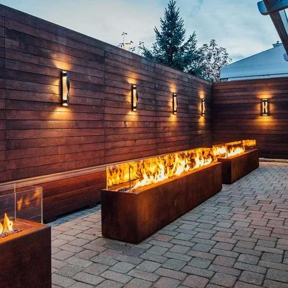 Outdoor Smokeless  Corten Steel Gas Fire Pit Table