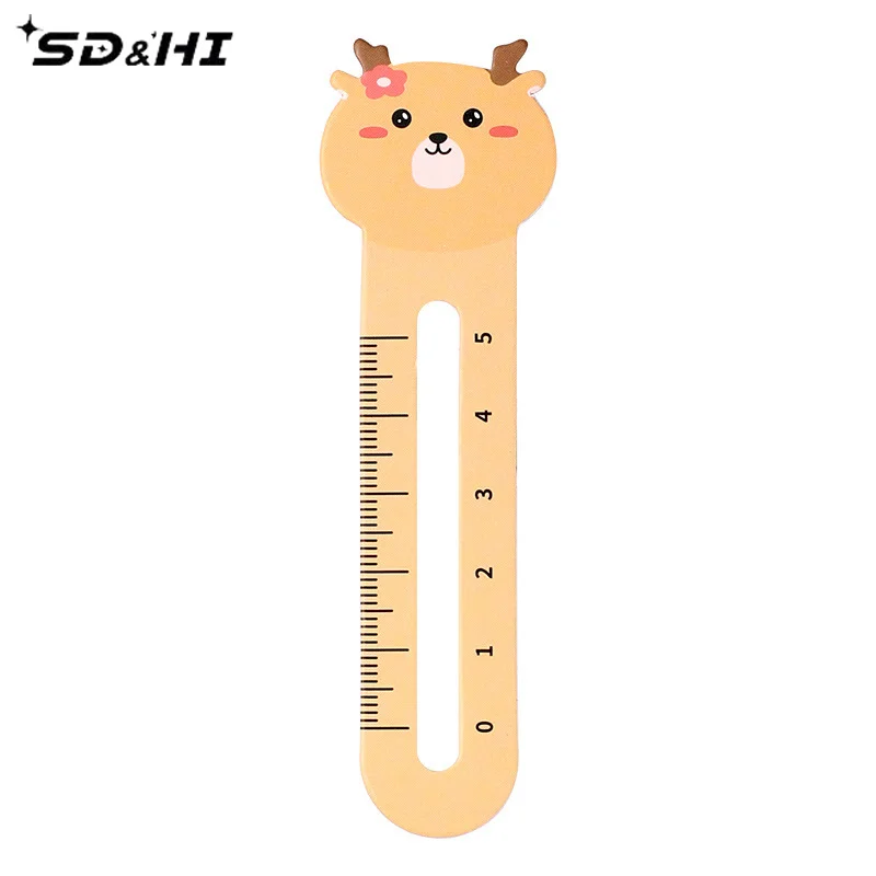 50Pcs Random Cartoon Animal Bookmark Cute Bear Kitten Student Ruler Bookmark Students Supplies Accessories