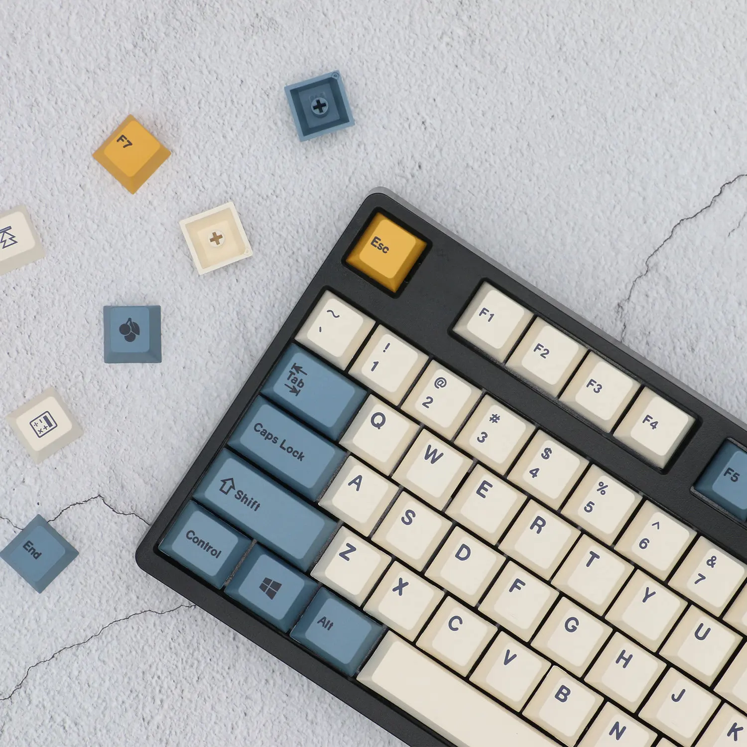 Custom Capturer Apricot Starfield PBT Keycaps Dye-Sub Top-Print OEM Height,for Filco 87 104 MX Mechanical Keyboard Third-Party