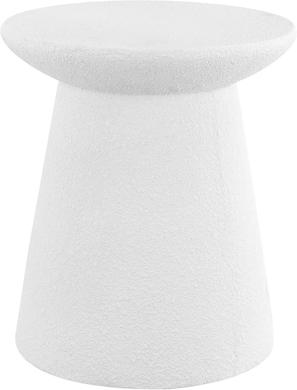 18-inch Minimalist Modern Drum Indoor/Outdoor Accent Table, White Frosted, for Patio, Bathroom, Living Room