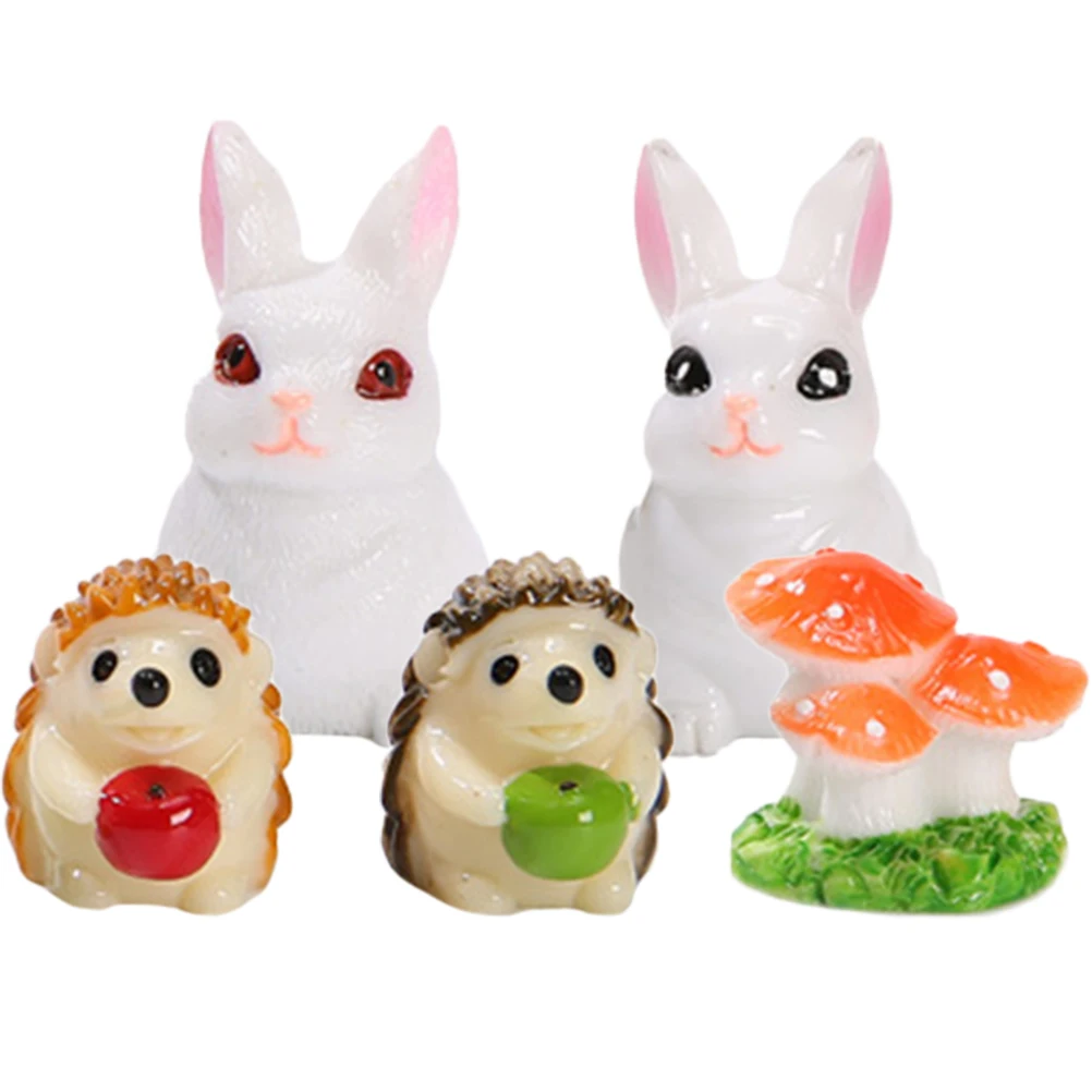

Miniature Rabbit Figurines Resin Small Bunny Decor Garden Statues Lawn Ornaments Accessories Micro Landscape Toys