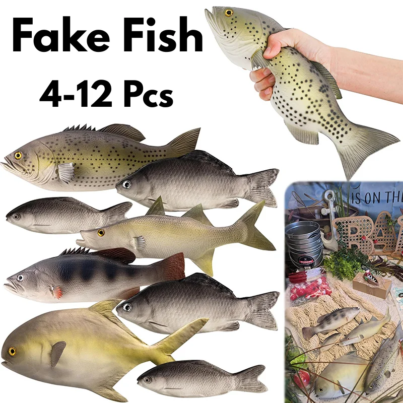 

4-6Types Realistic Fake Fish Simulated Fish Models PU Artificial Fish DIY Faux Fish Party Favor Photo Props Home Market Decor