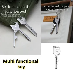 6in1 Mini Knife Unboxing Knife Tool Stainless A Scale Steel Utili-Key Key Ring Chain Pendant Pocket Cutter Multi Tool