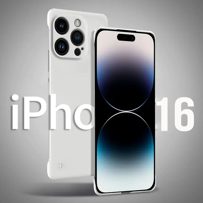 Solide Bonbonfarbene rahmenlose harte PC-Rückseite für iPhone 14 15 16 Plus 13 12 Mini 16Pro Max stoßfeste dünne Hüllen