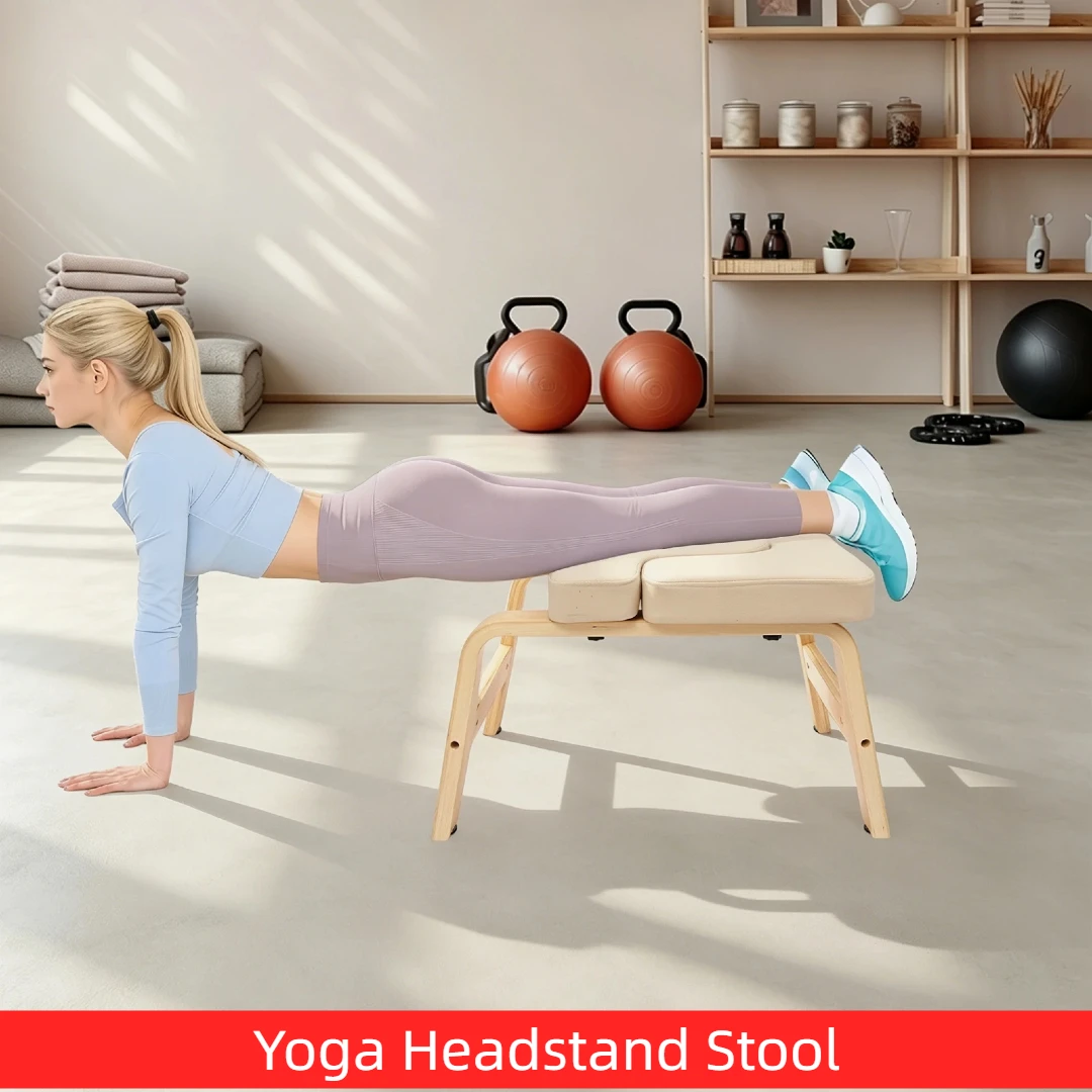 Yoga Headstand Stool, Yoga Headstand Bench, Invert Chair, PU, Sponge, Solid Wood Material, 200kg/440.92lbs Load-bearing Capacity, Rectangular Shape, Suitable for beginners, experienced yoga practitioners, gymnasts