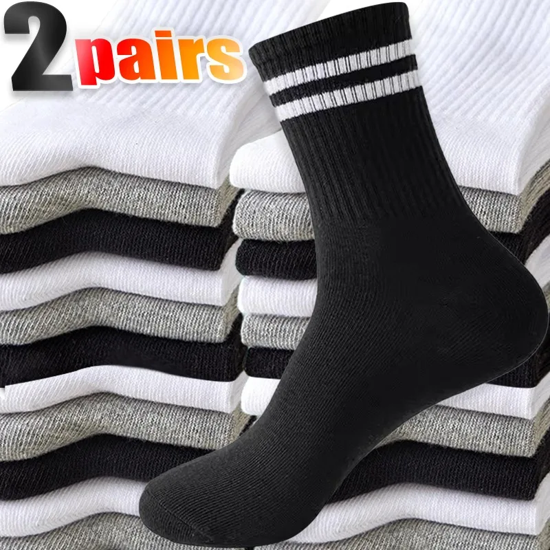 

Simple Sturdy Cotton Sock Black White Grey Soft Mid Length Socks Autumn Winter Universal Breathable Sweat Absorption Hosiery